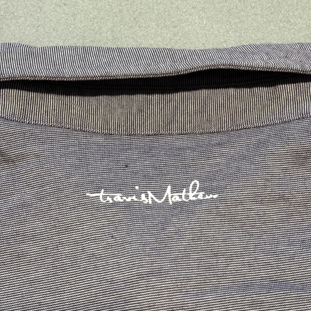 TRAVIS MATHEW Polo Shirt Men M Micro Stripe Gray Pima Cotton Blend Golf LuLu CC - Picture 12 of 13